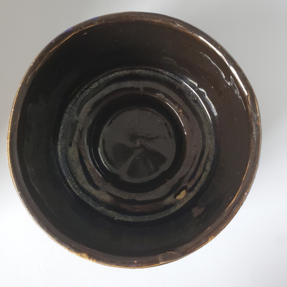 Pottery Plant Pot Unsigned Studio Pottery Piece Boho Brown and Cream - Picture 5 of 10